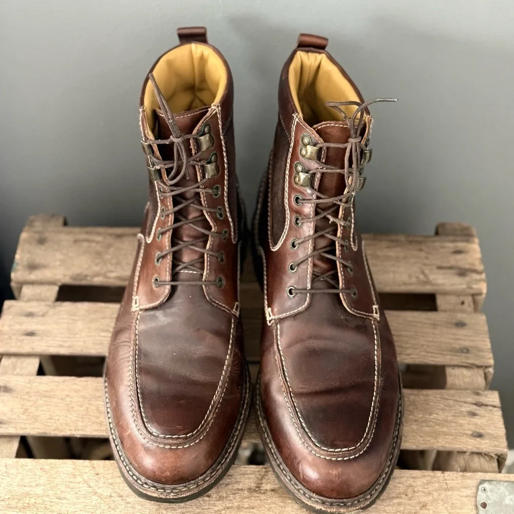 Johnston‎ & Murphy Barrett Moc Toe boots in brown leather Size 11.5 A32